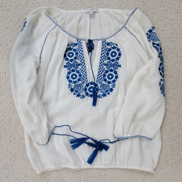 J. Crew Tops - J Crew Embroidered cotton blouse